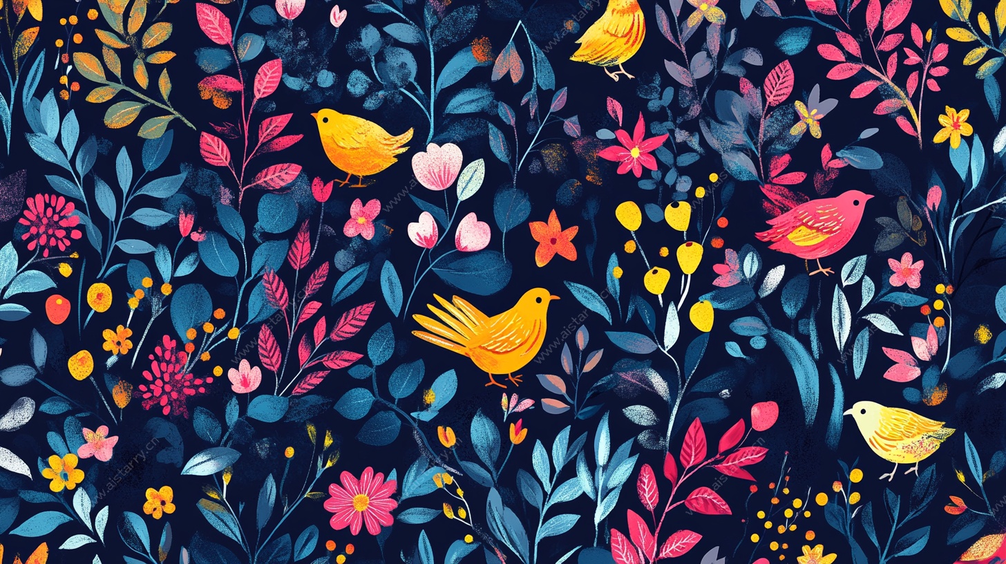 花鸟缤纷图案