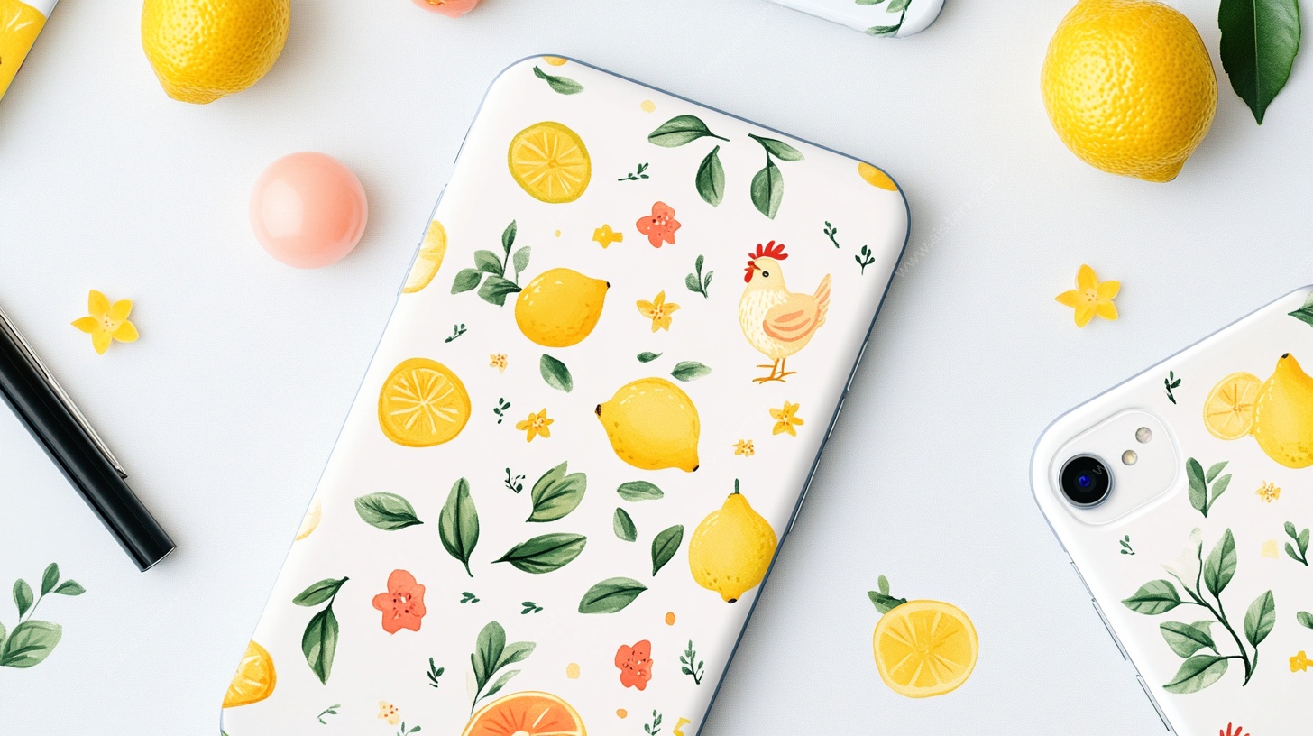 柠檬花卉手机壳创意图案
