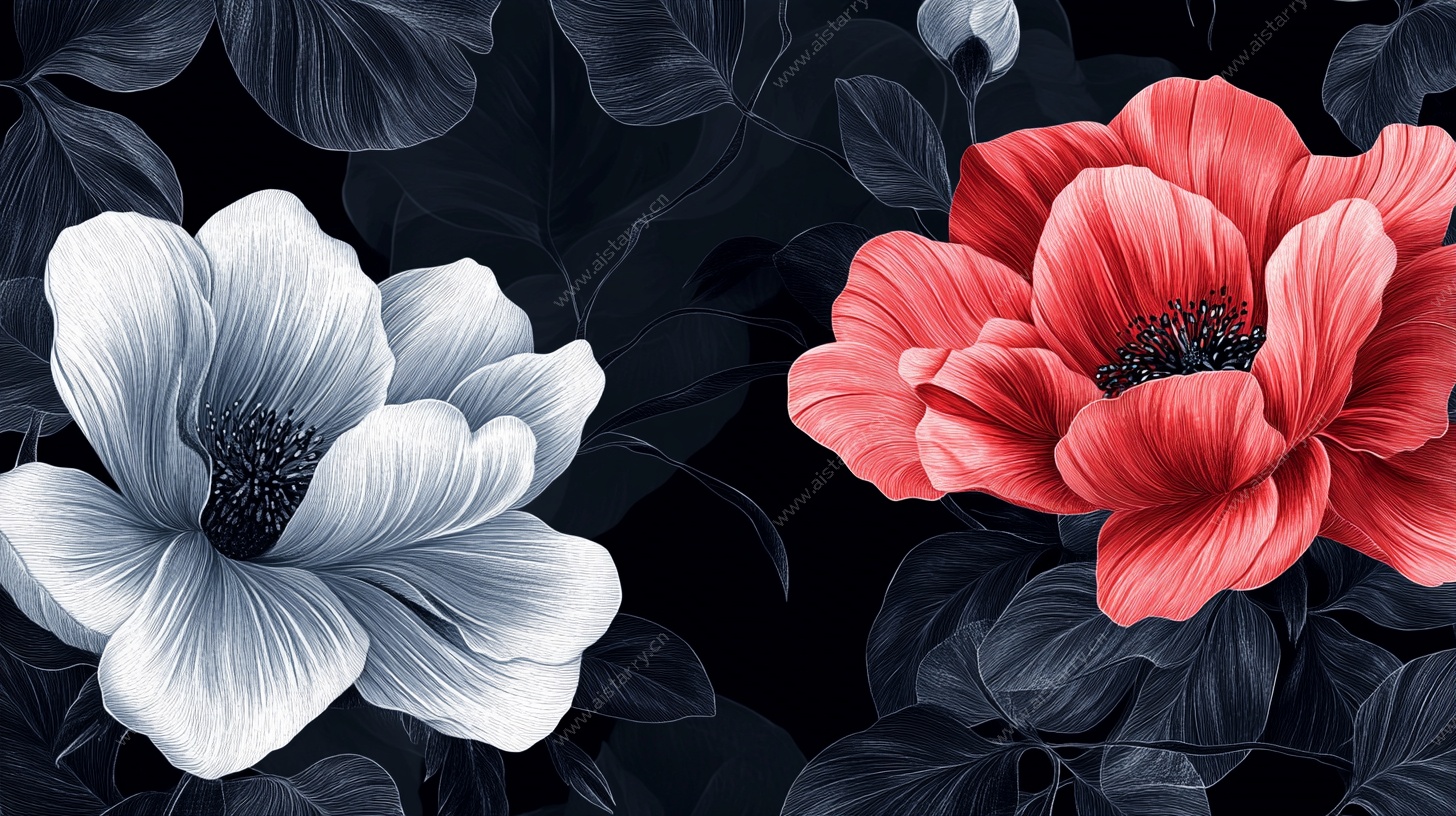 双色花卉图案背景图