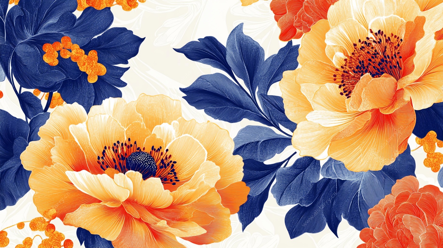 黄蓝花卉图案设计