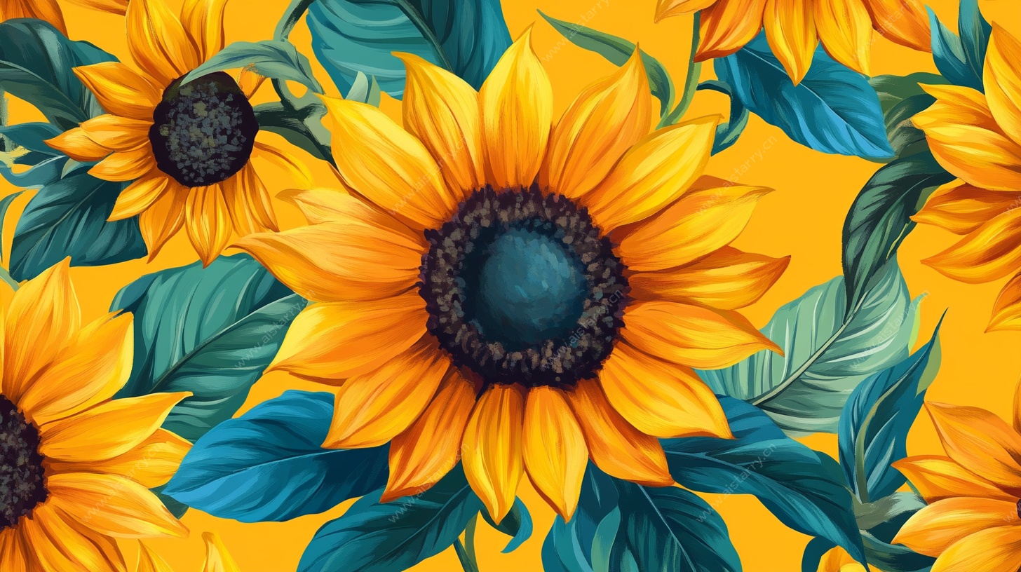 向日葵花卉无缝图案设计