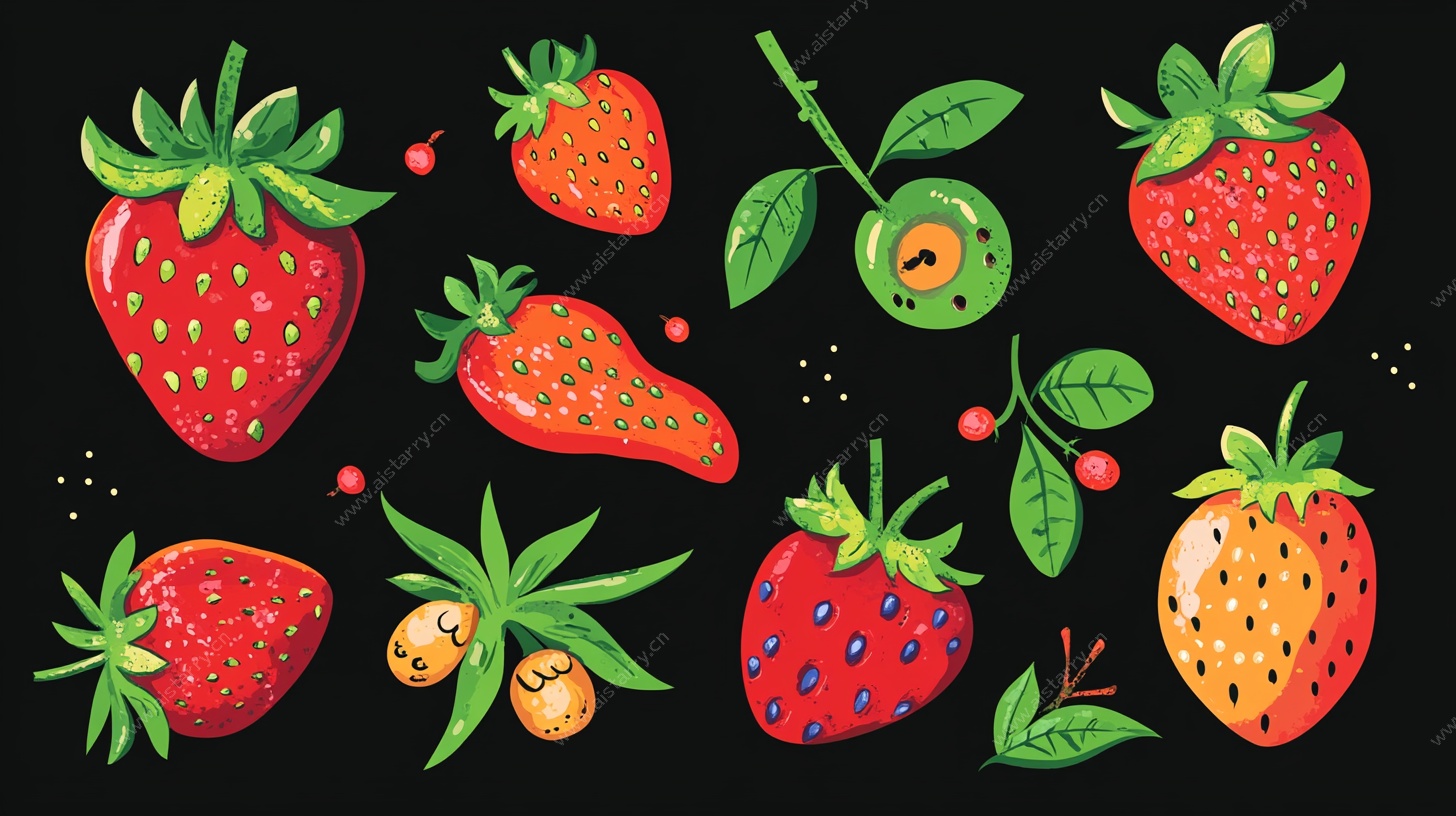 多彩草莓插画集