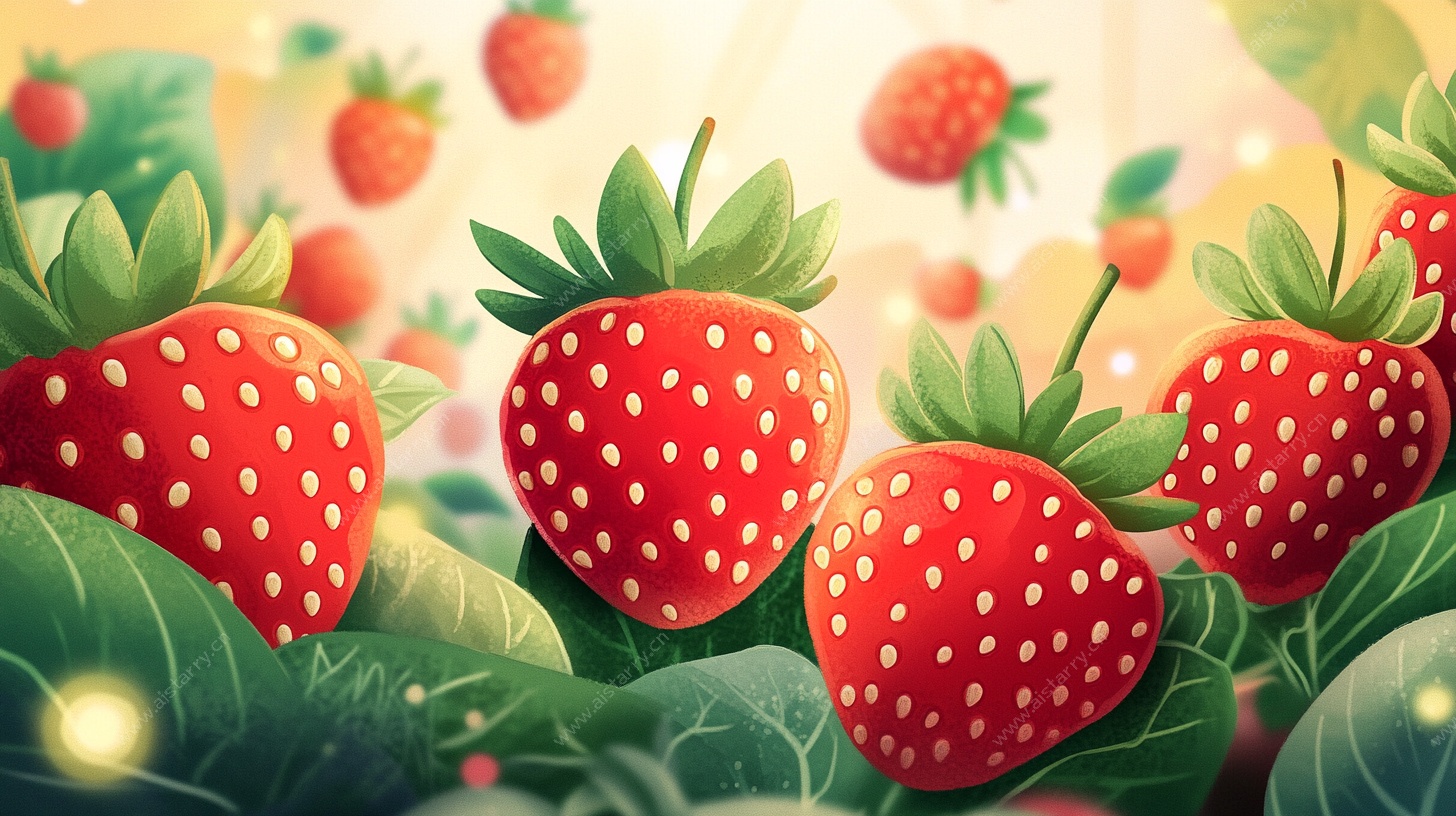 甜美草莓插画