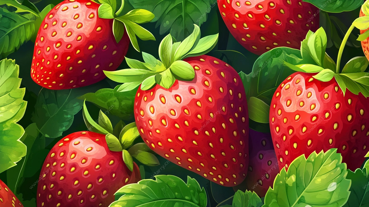 鲜艳欲滴的草莓插画