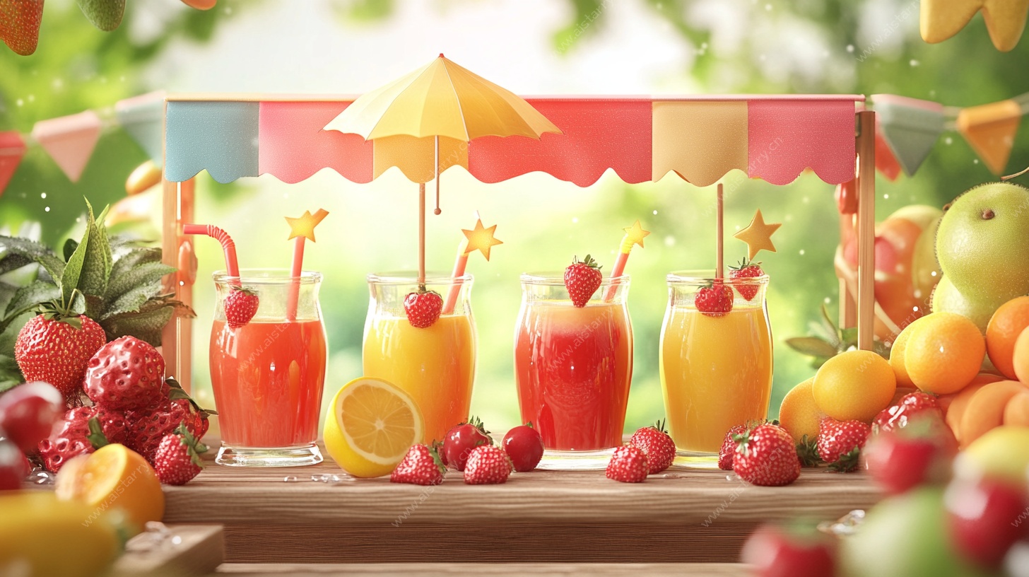 夏日缤纷水果特调饮品摊