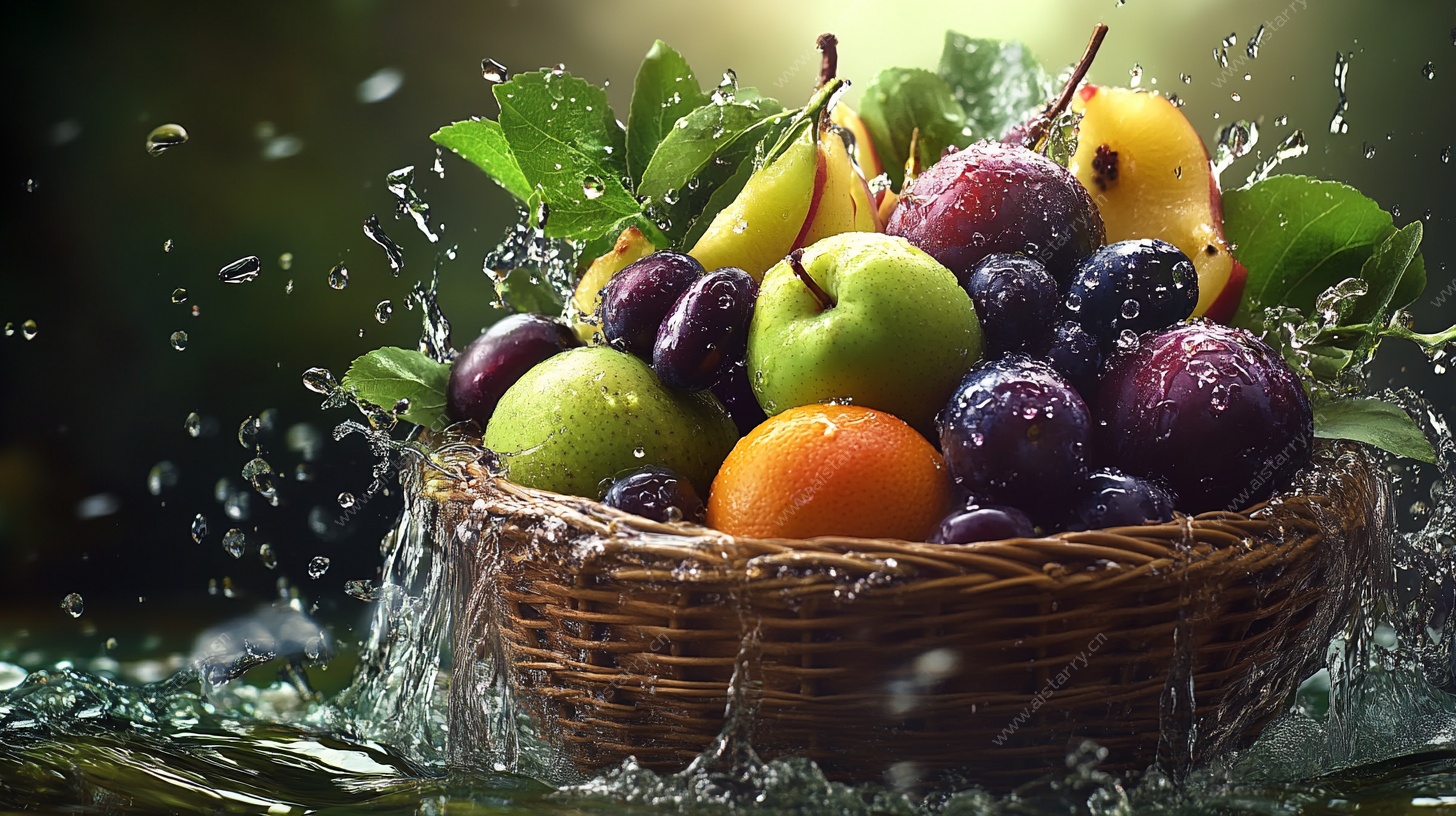 水果篮中的缤纷水花