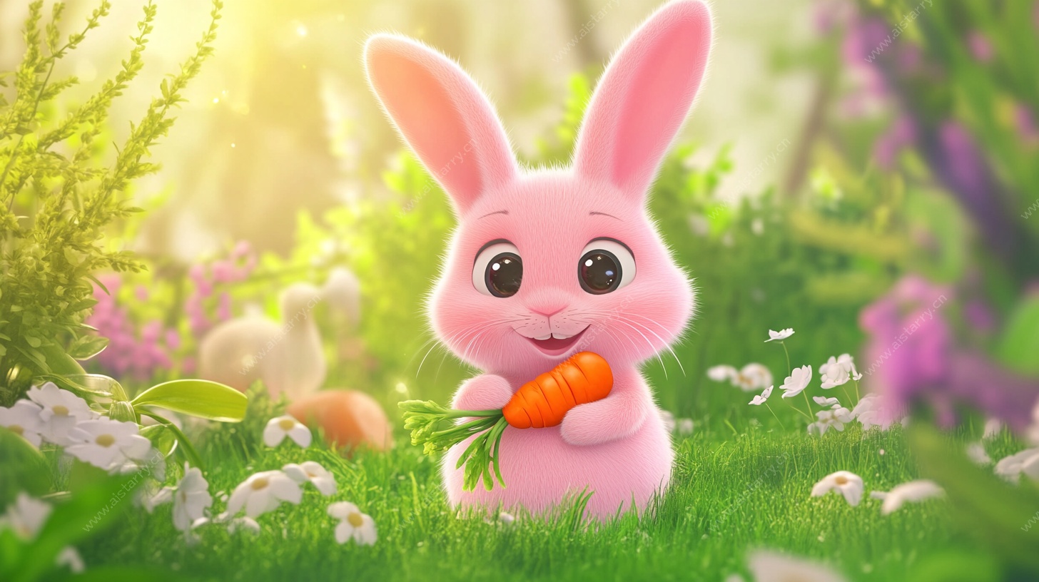 可爱萌兔于春日花园