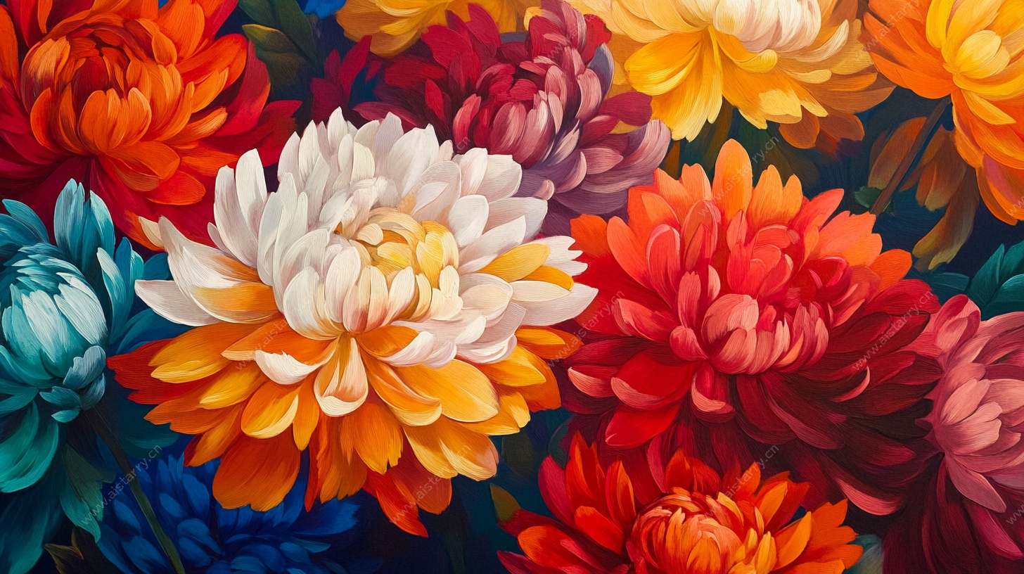 缤纷多彩菊花花卉图