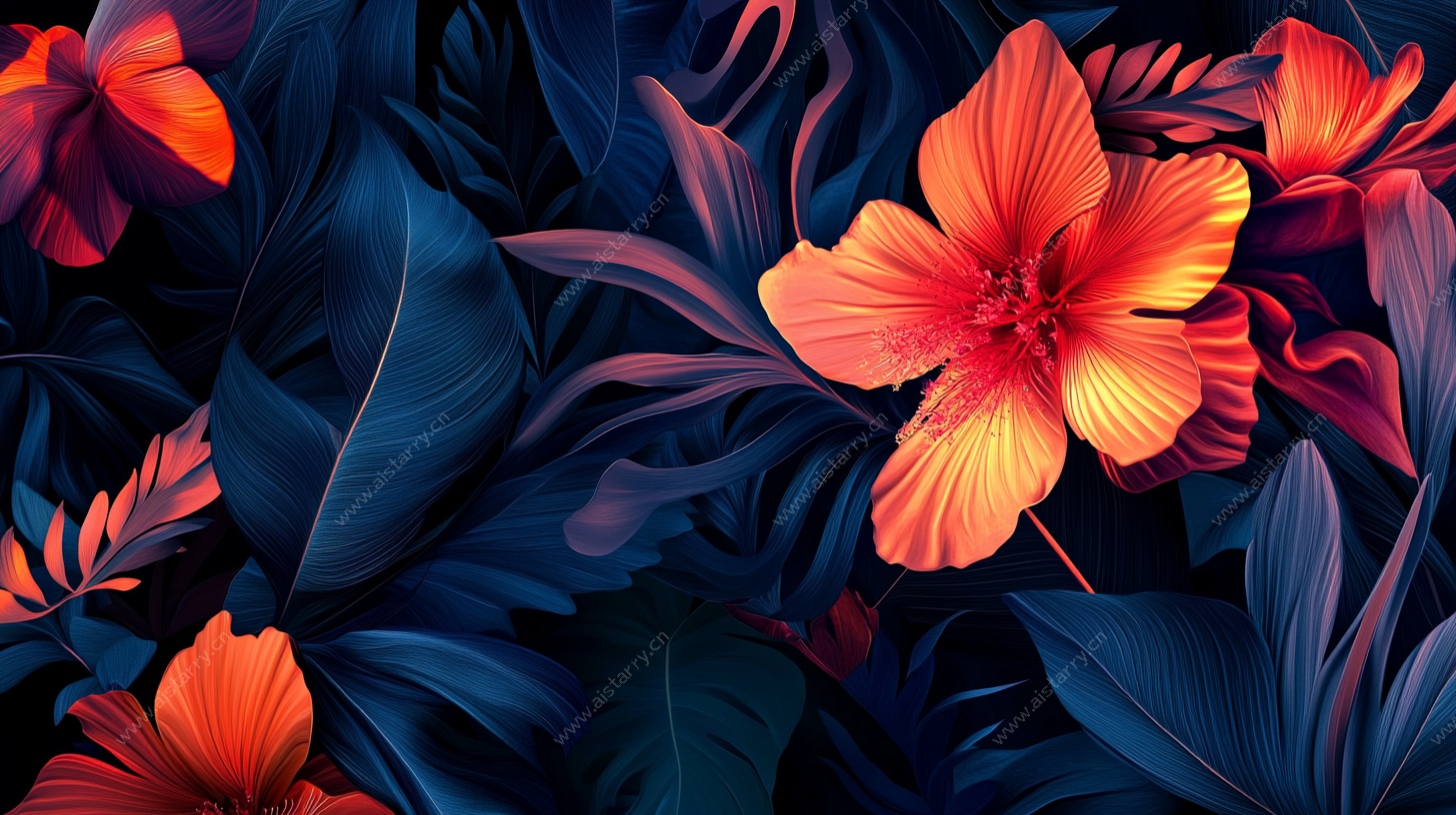 绚丽花卉梦幻图案