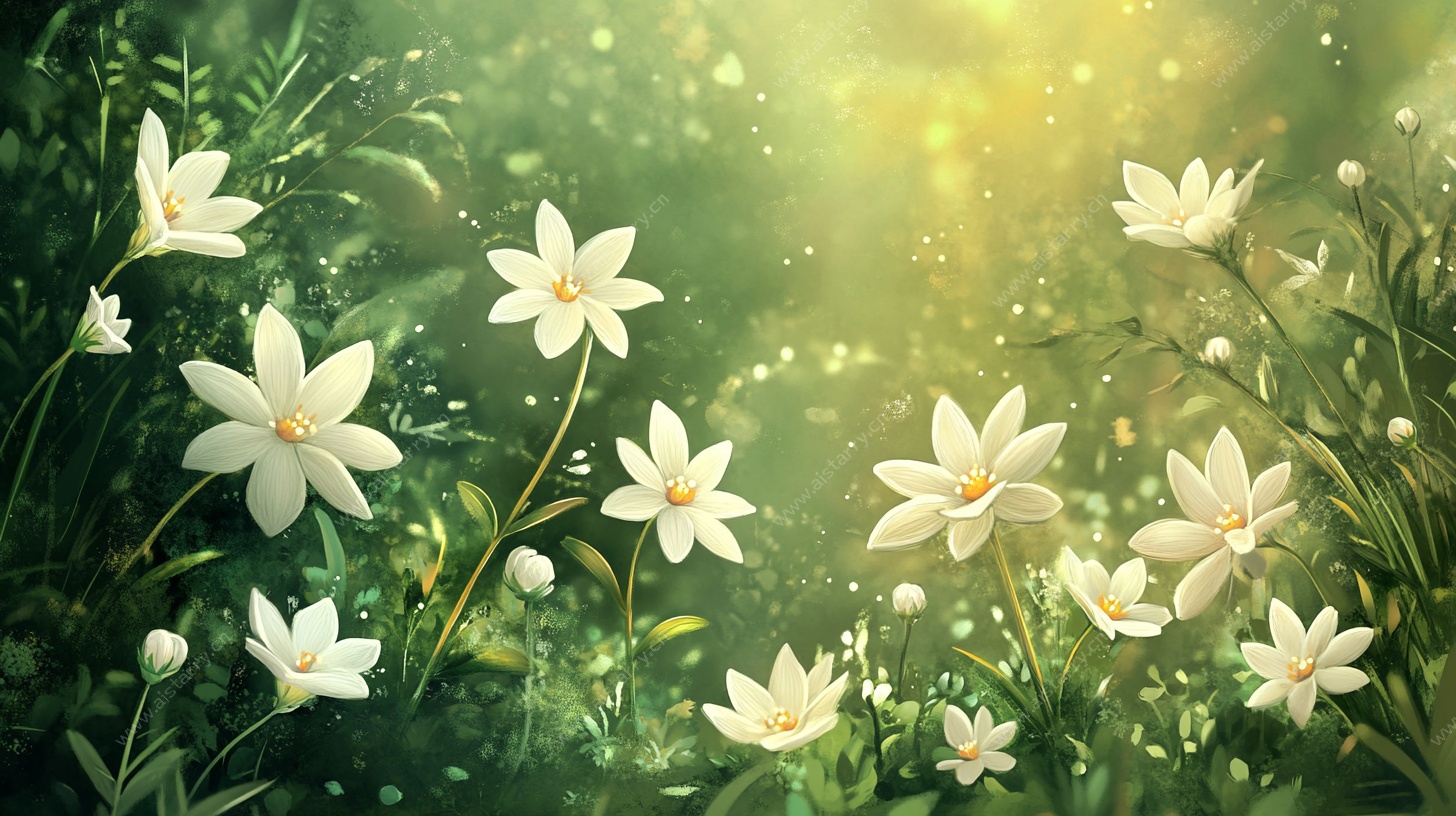 春日繁花绿意梦幻场景