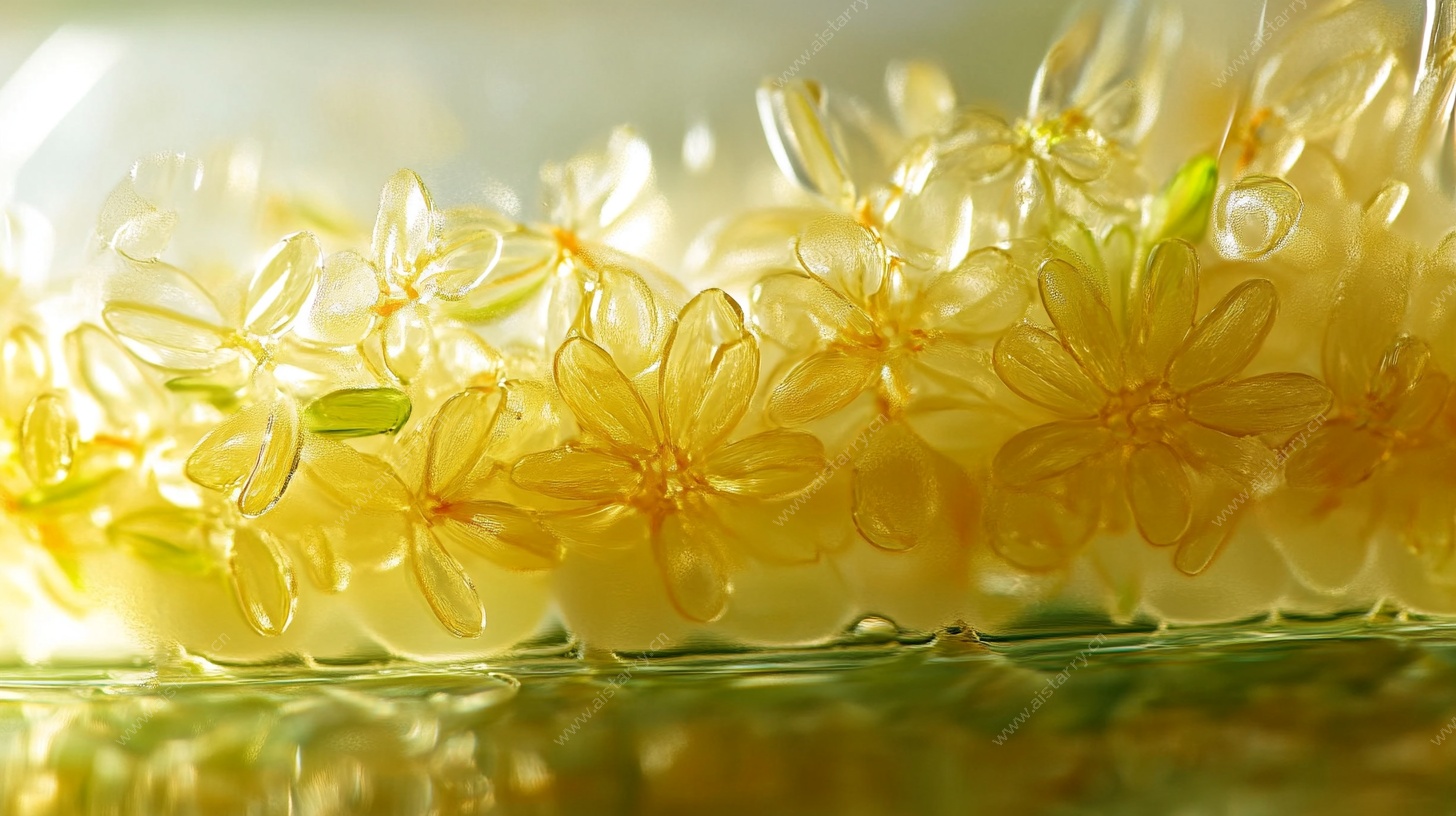 阳光下的黄色花朵特写