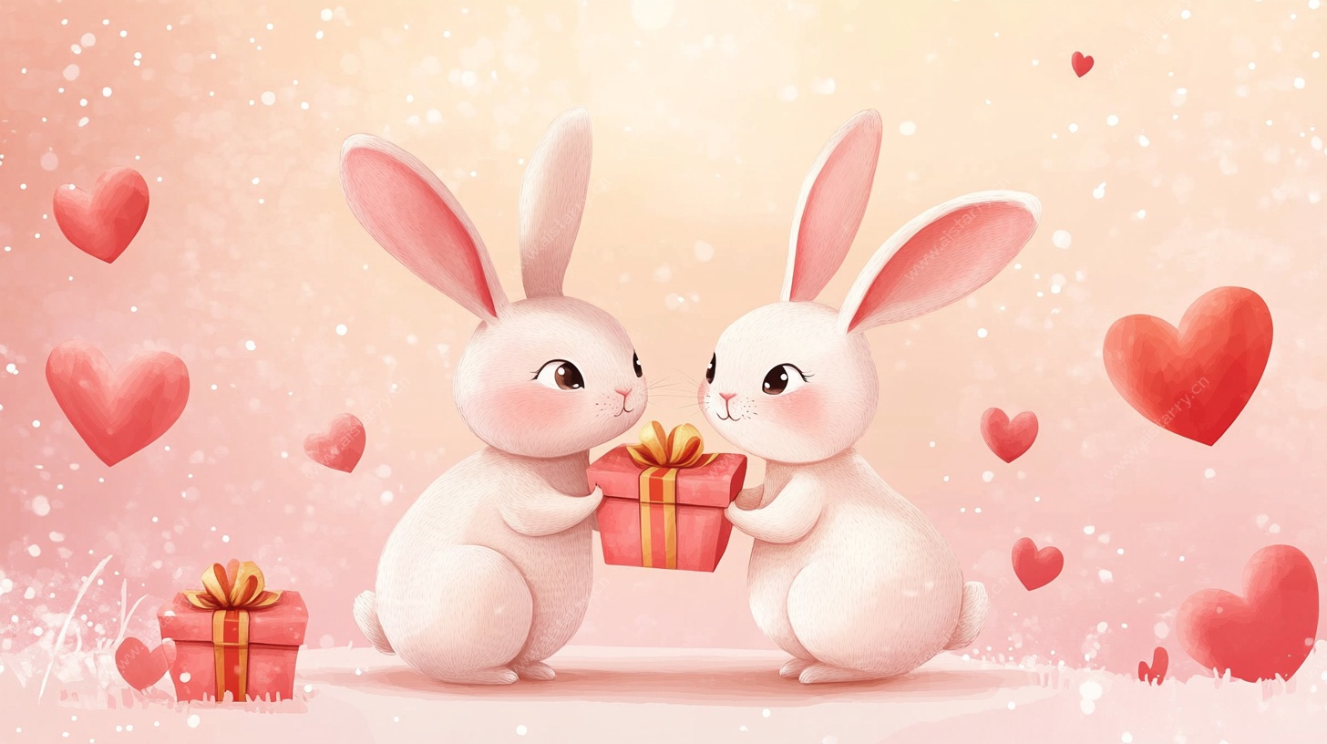 甜蜜兔侣互赠爱意礼物