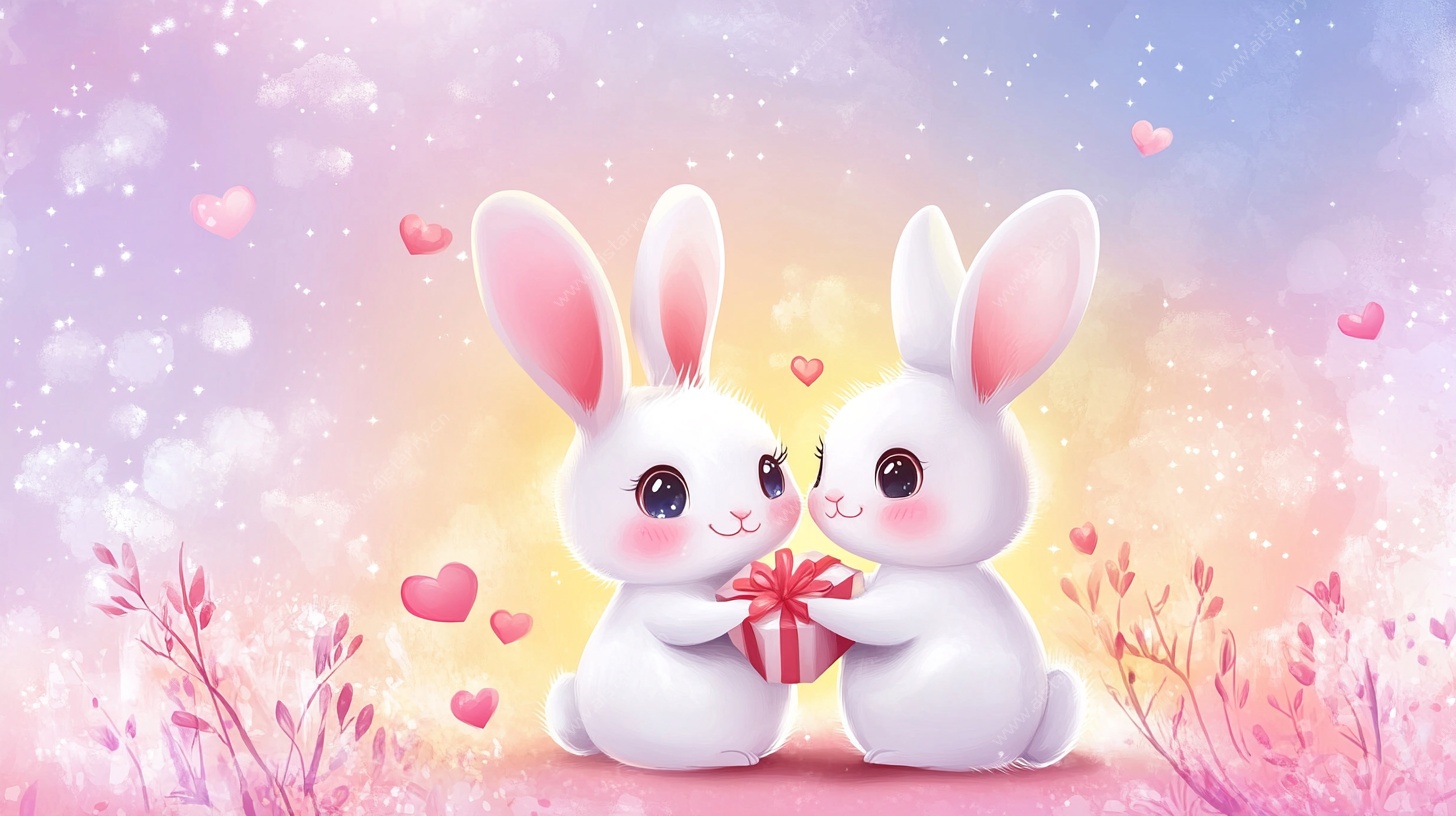 甜蜜兔情侣 爱意满满