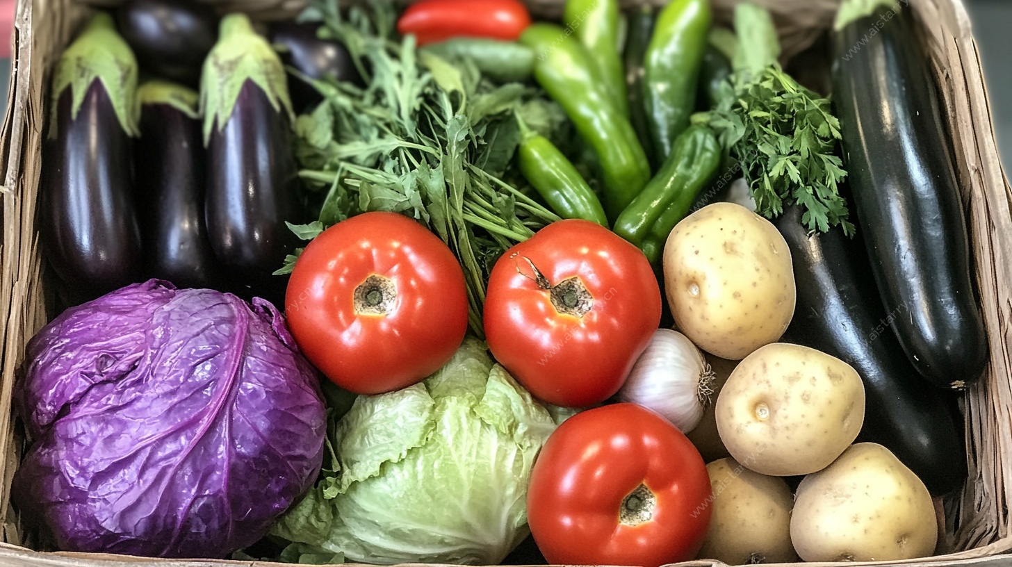 一篮新鲜多彩蔬菜