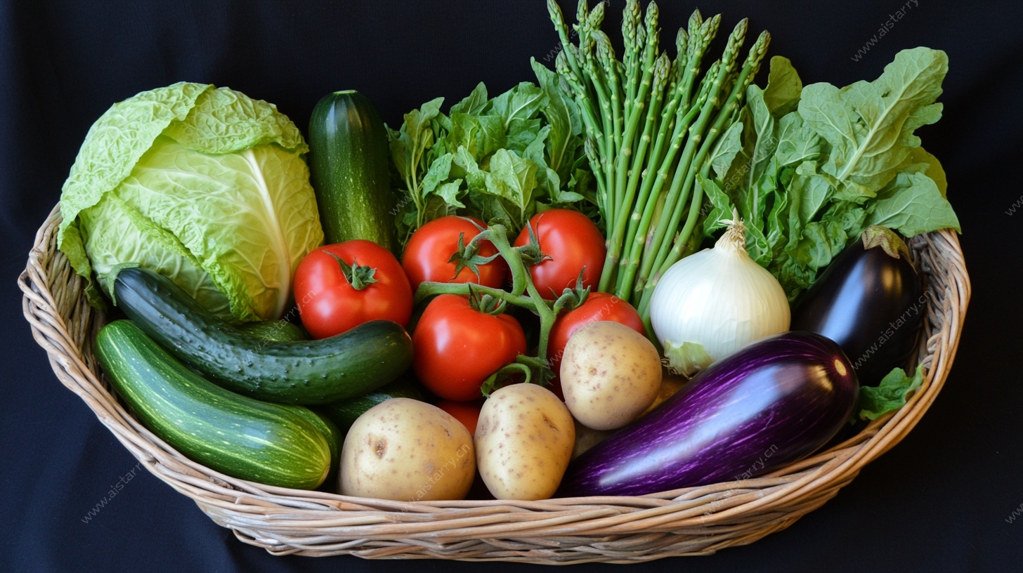 篮子里的多彩新鲜蔬菜