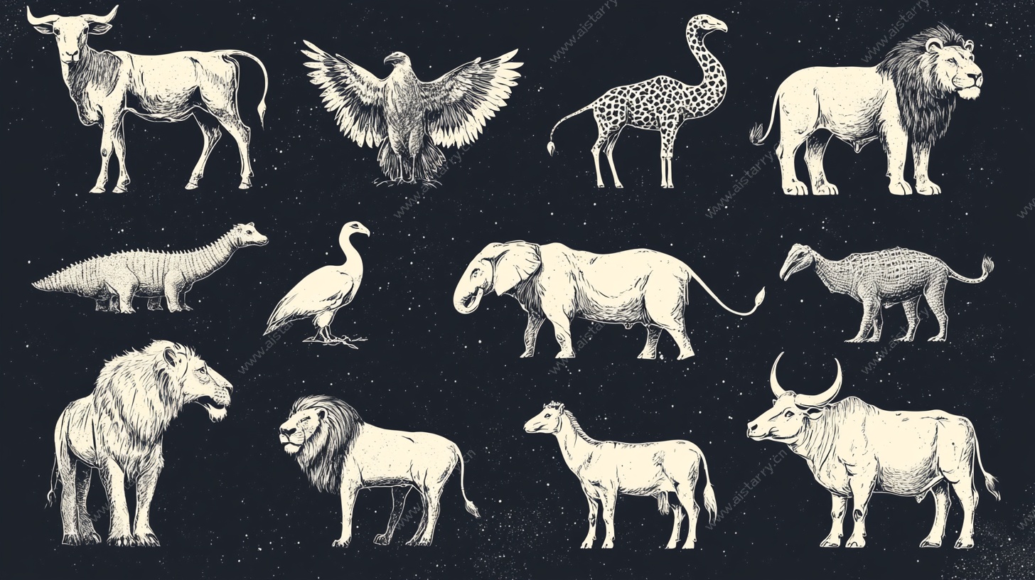 手绘动物集合图