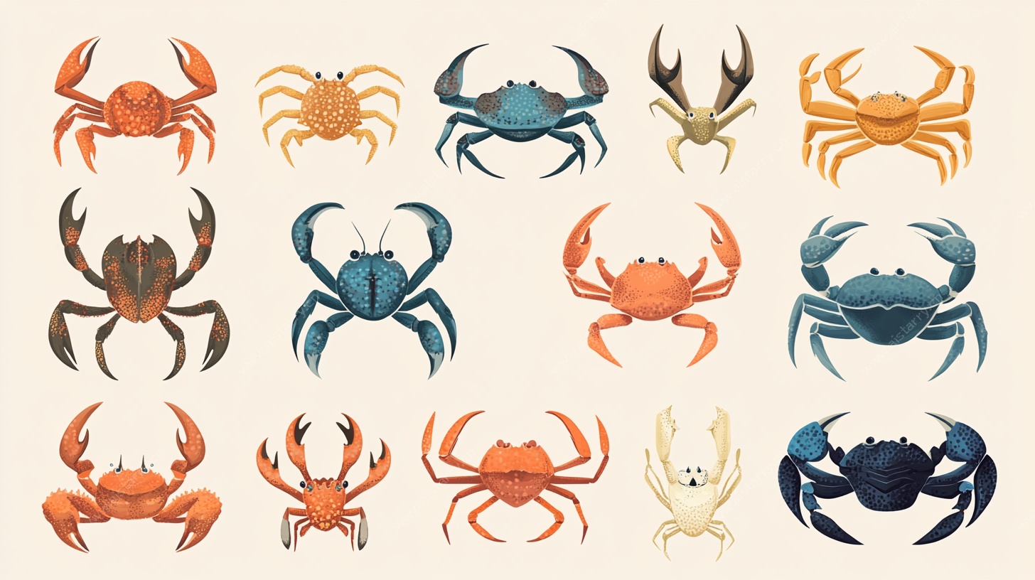 多彩螃蟹插画集合