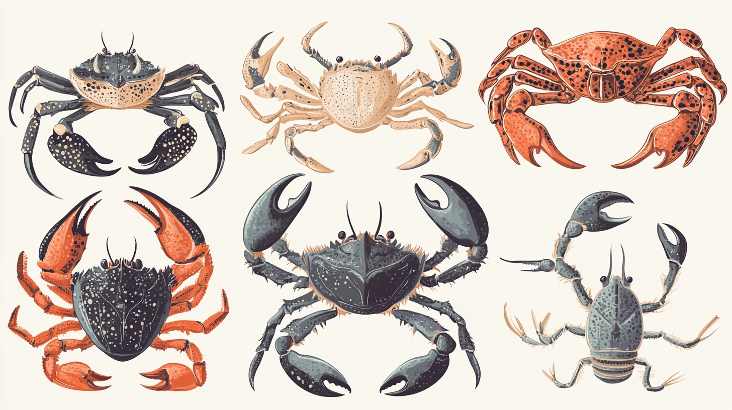 多样螃蟹插画集合