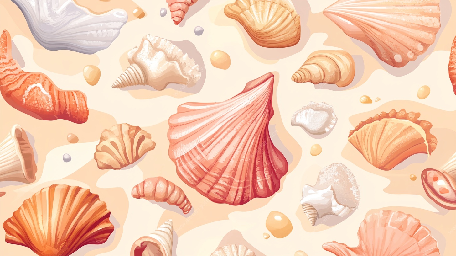 缤纷贝壳海洋元素插画