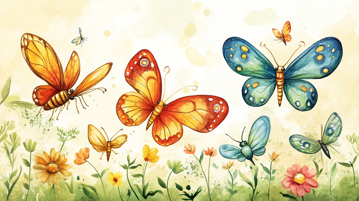 缤纷蝴蝶飞舞花丛间