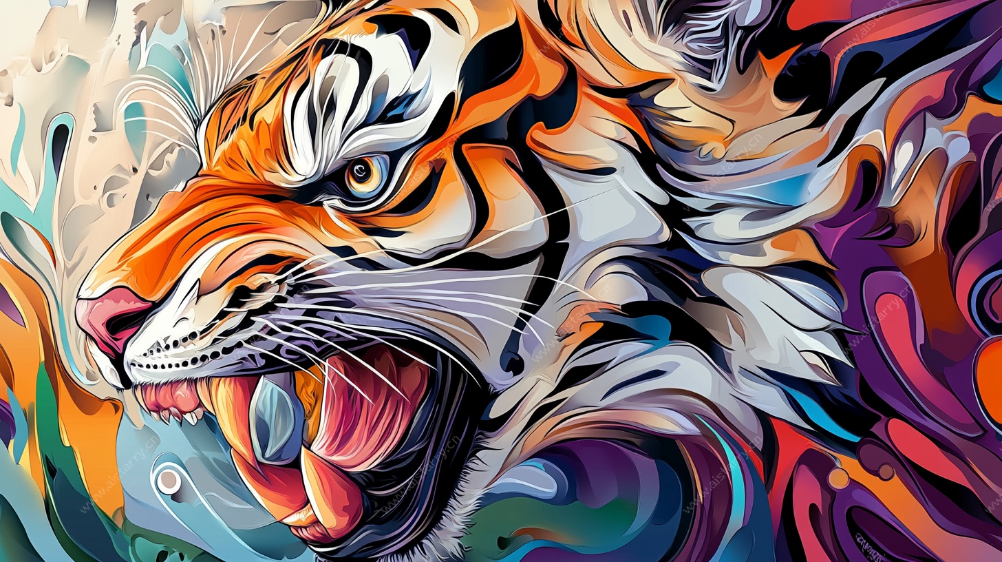 咆哮猛虎 多彩艺术绘