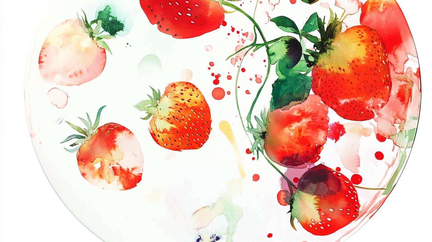 水彩草莓梦幻插画