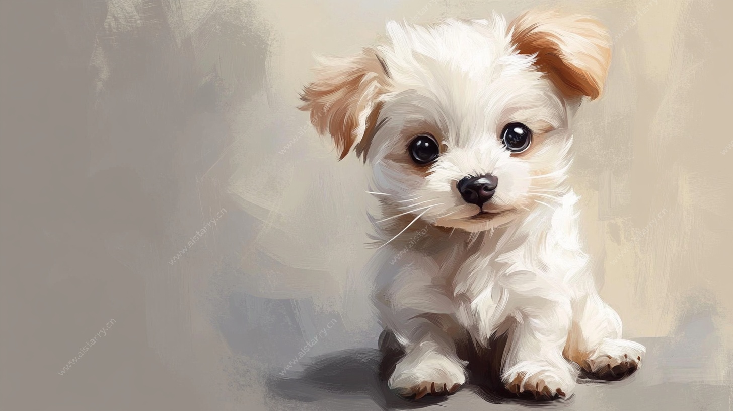 可爱萌宠小白狗特写