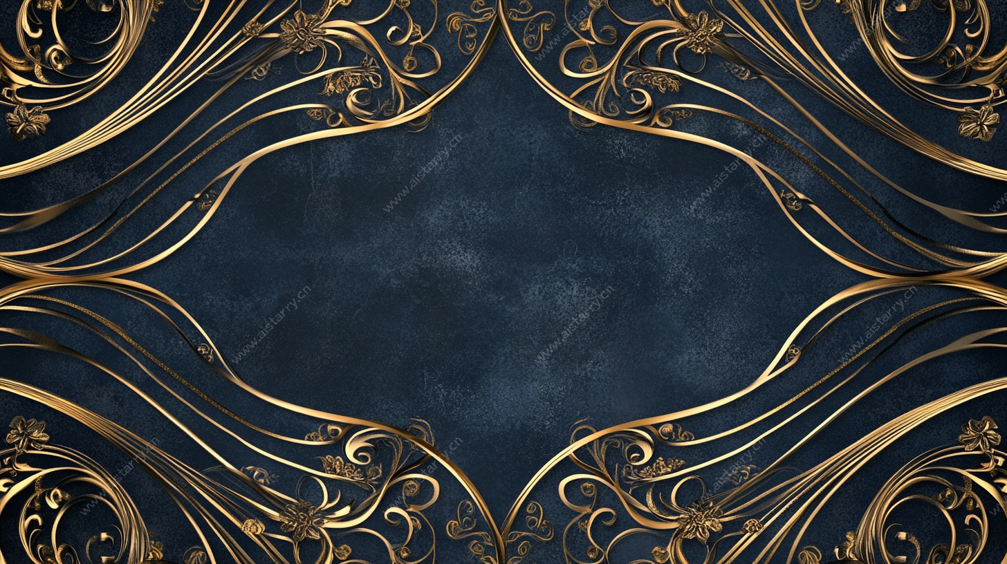 深蓝底金色华丽花纹背景