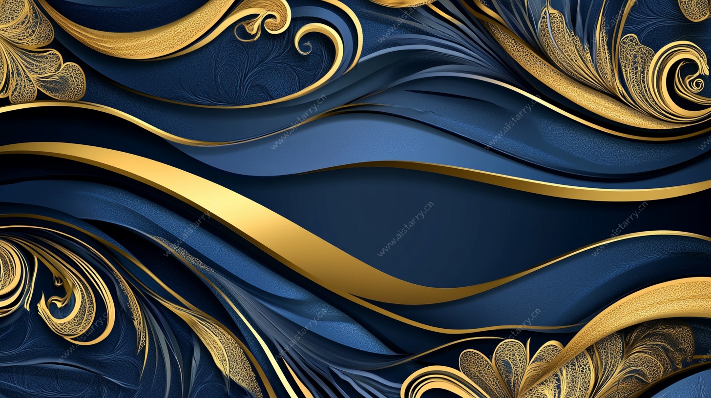 蓝金交织的华丽动感花纹