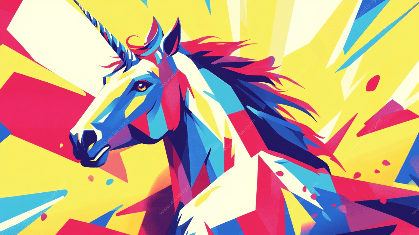 独角兽几何风插画