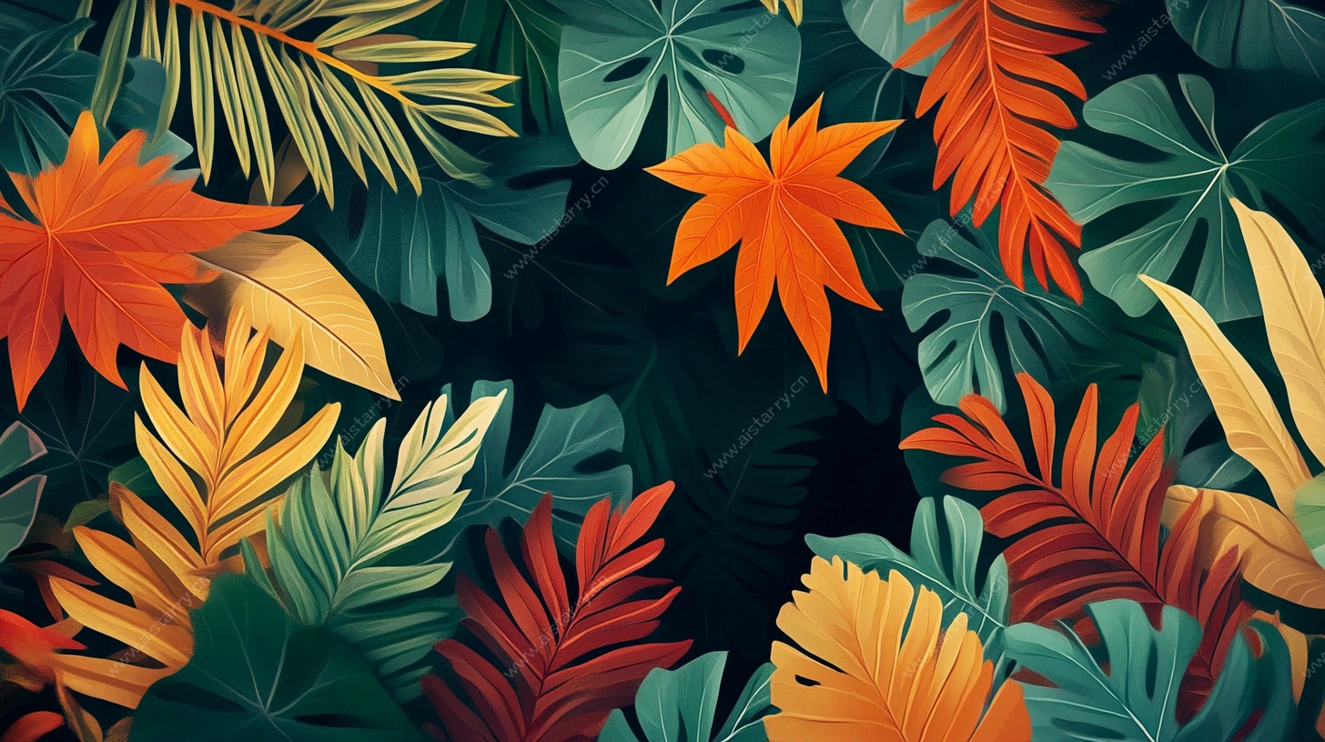 缤纷热带植物插画