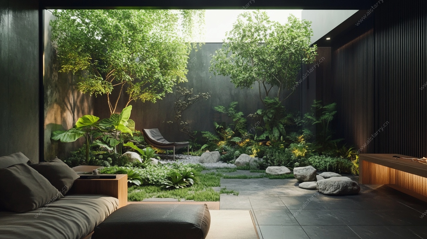 现代庭院室内外融合景观