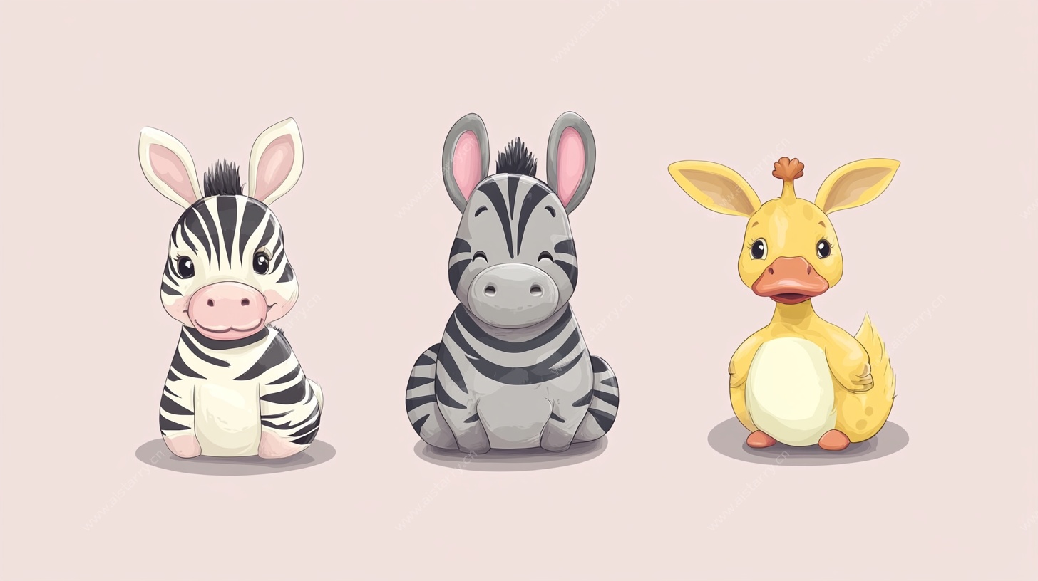 可爱动物卡通形象组合