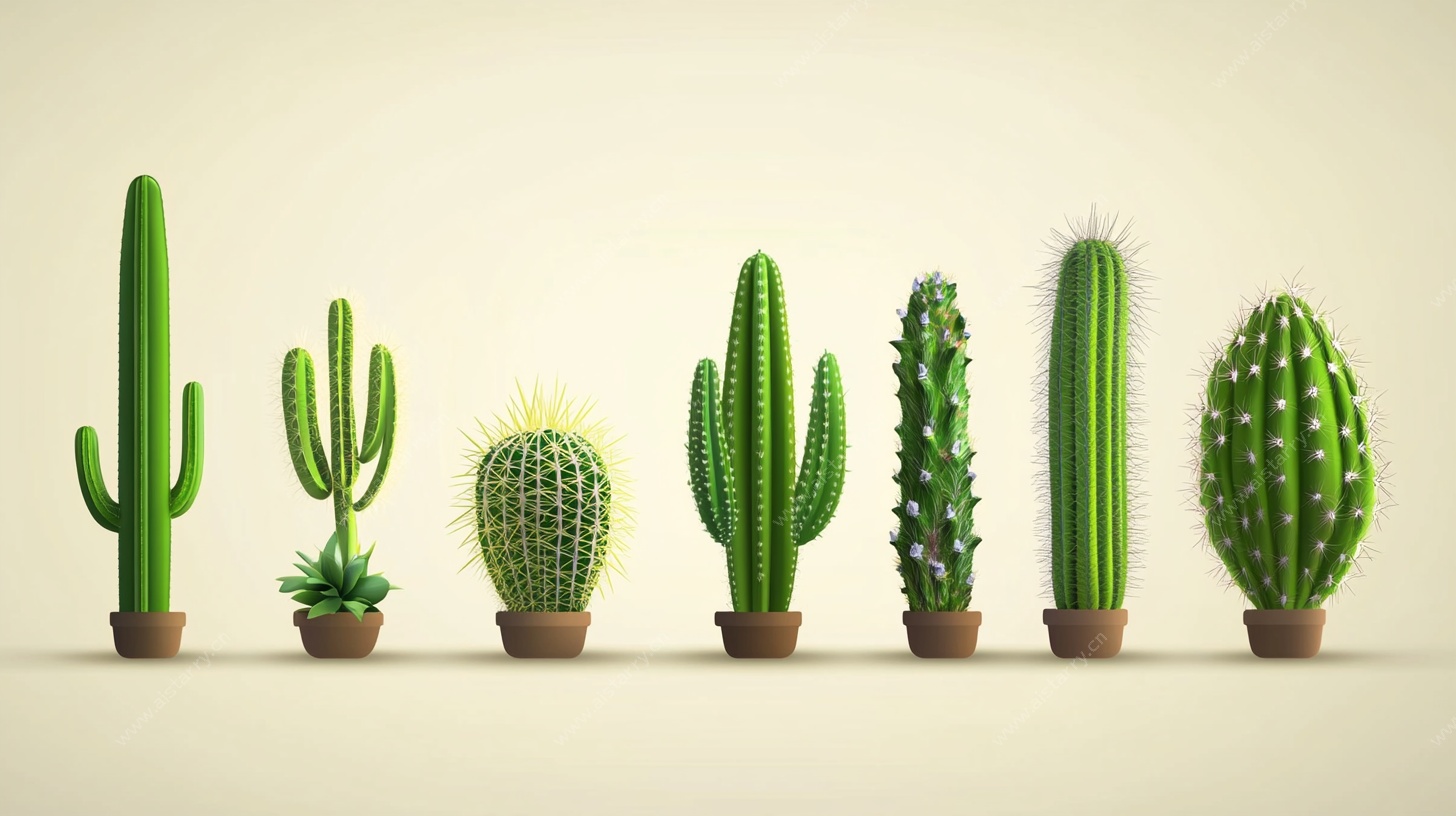 多样仙人掌盆栽展示图