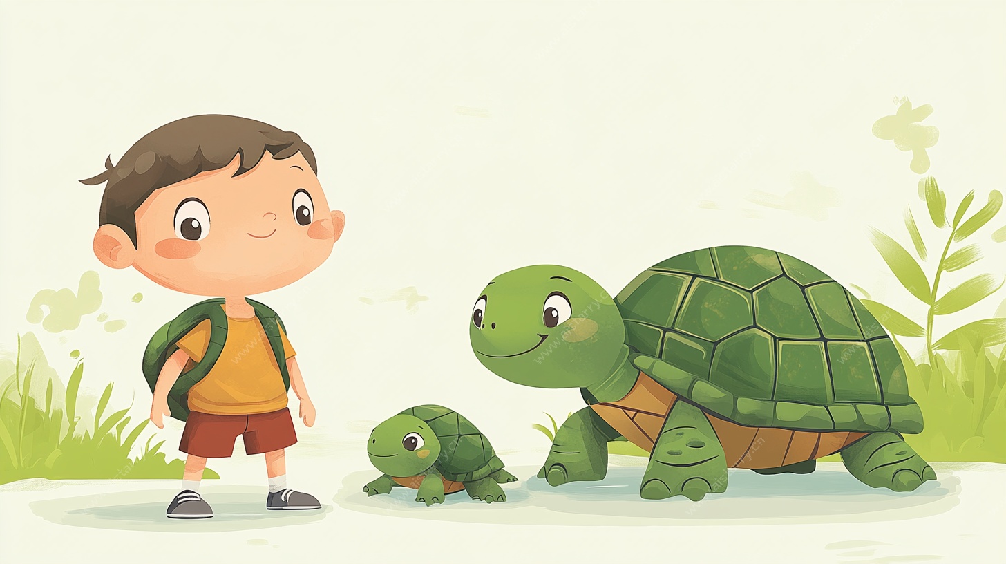 男孩与龟的温馨邂逅