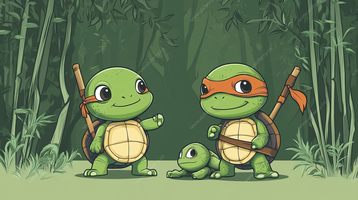 忍者龟竹林萌趣场景