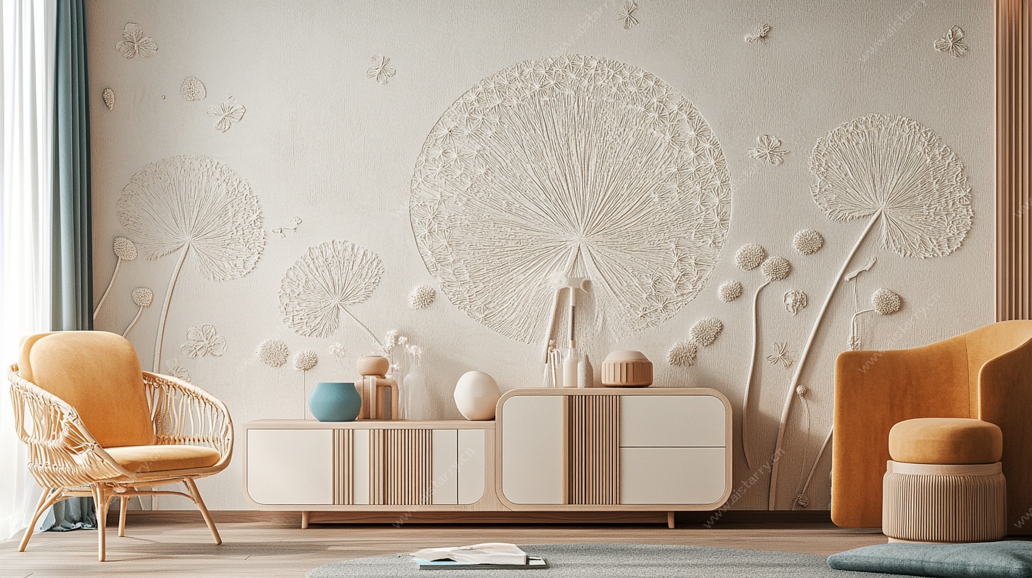 蒲公英主题客厅温馨场景