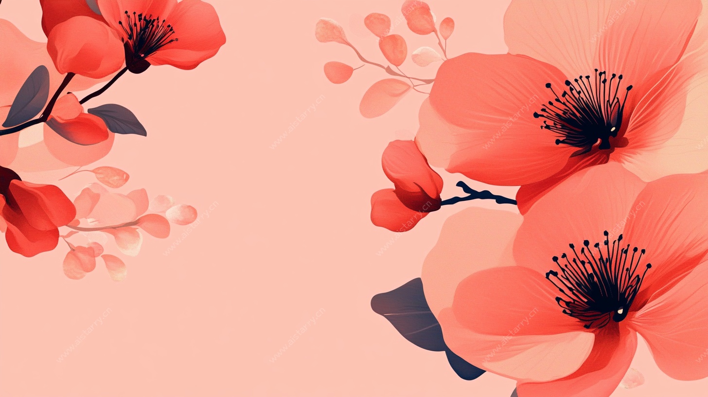 粉色花卉插画背景图