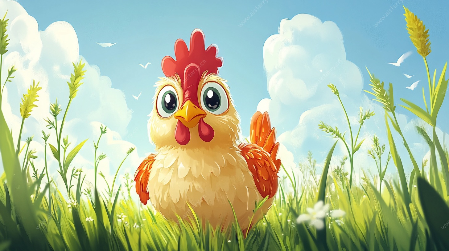 草地上的可爱小鸡