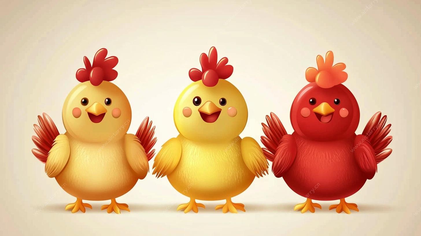 三只可爱小鸡插画