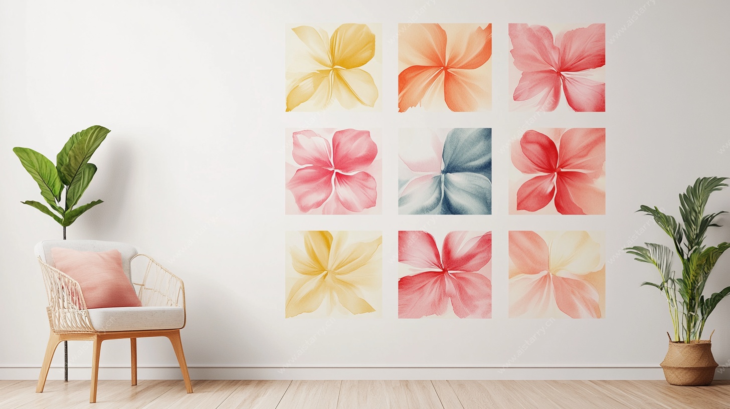 多彩花卉墙饰点亮空间