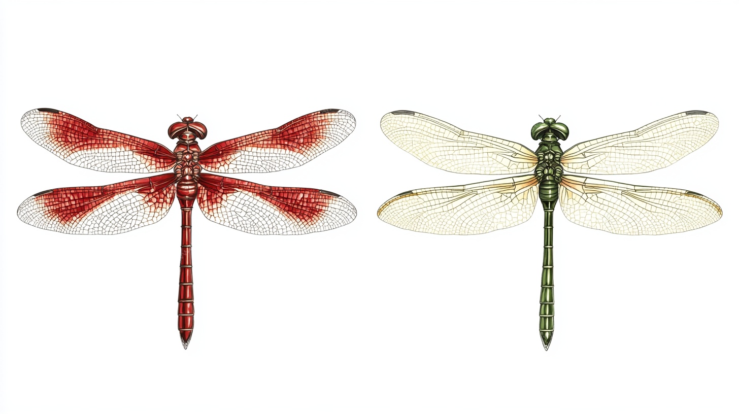 双蜻蜓插画图案展示