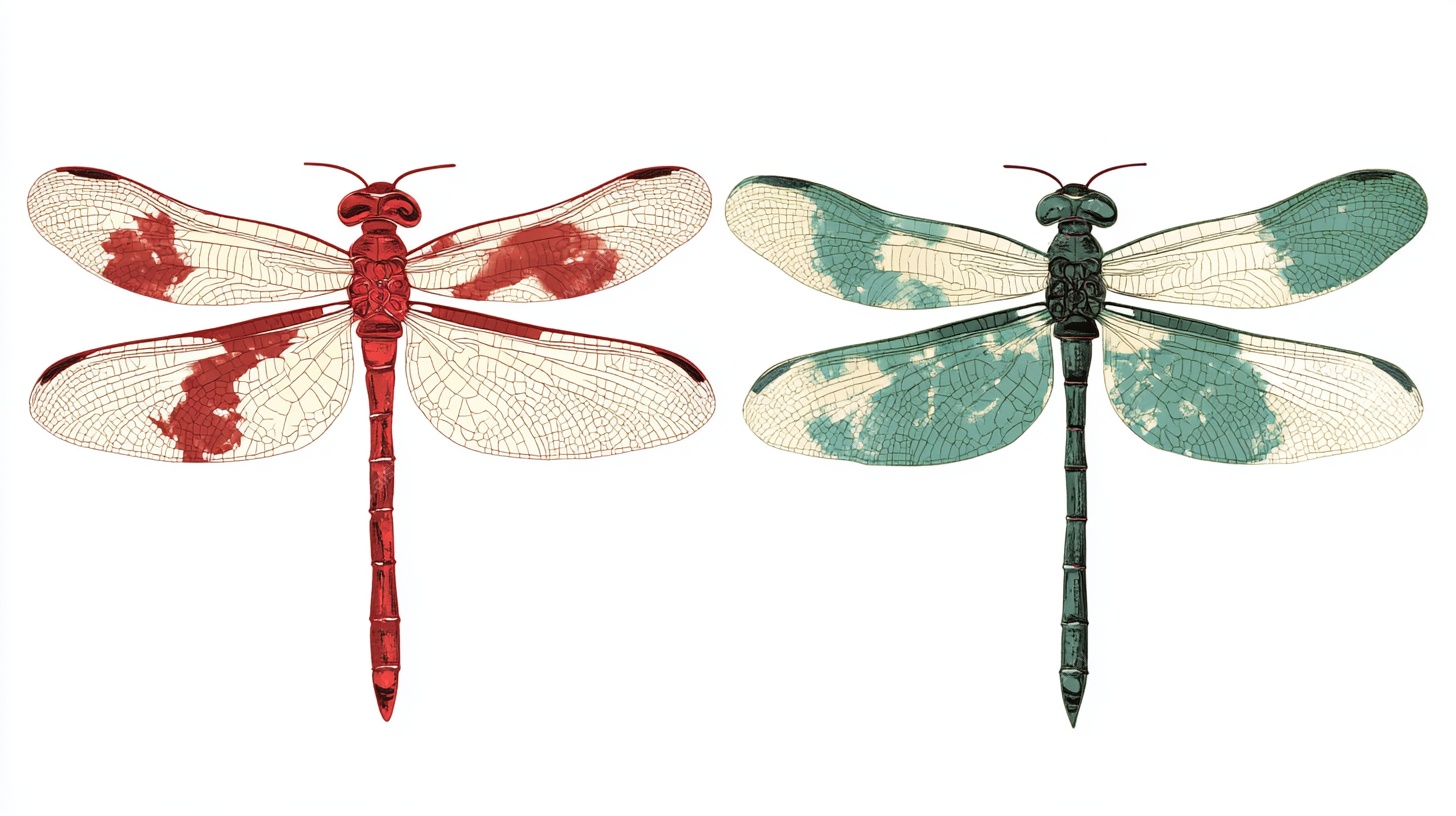 彩色复古风蜻蜓插画