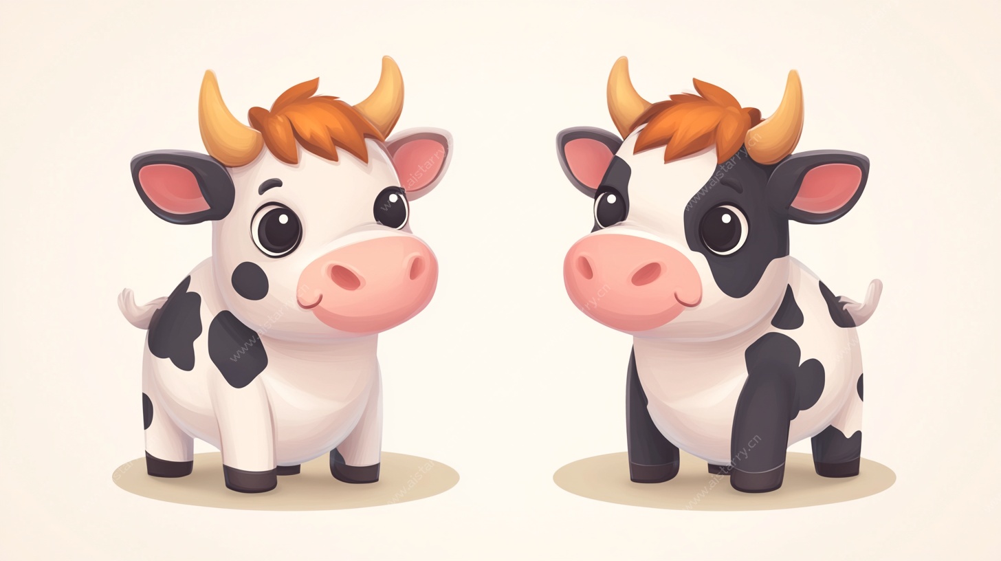 可爱卡通奶牛形象插画