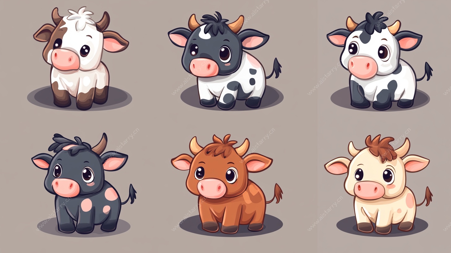 可爱卡通小牛集合