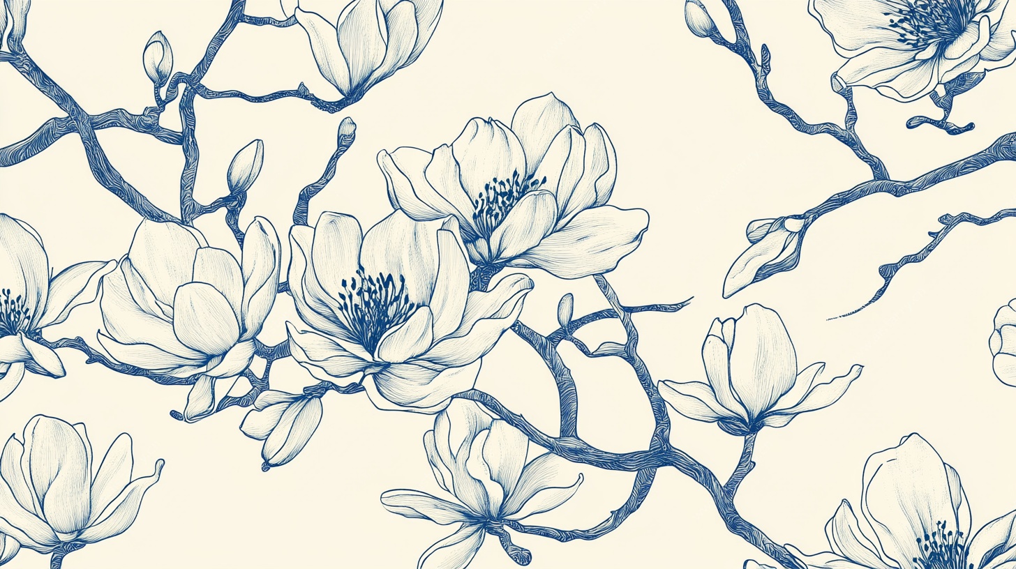 玉兰花枝优雅图案