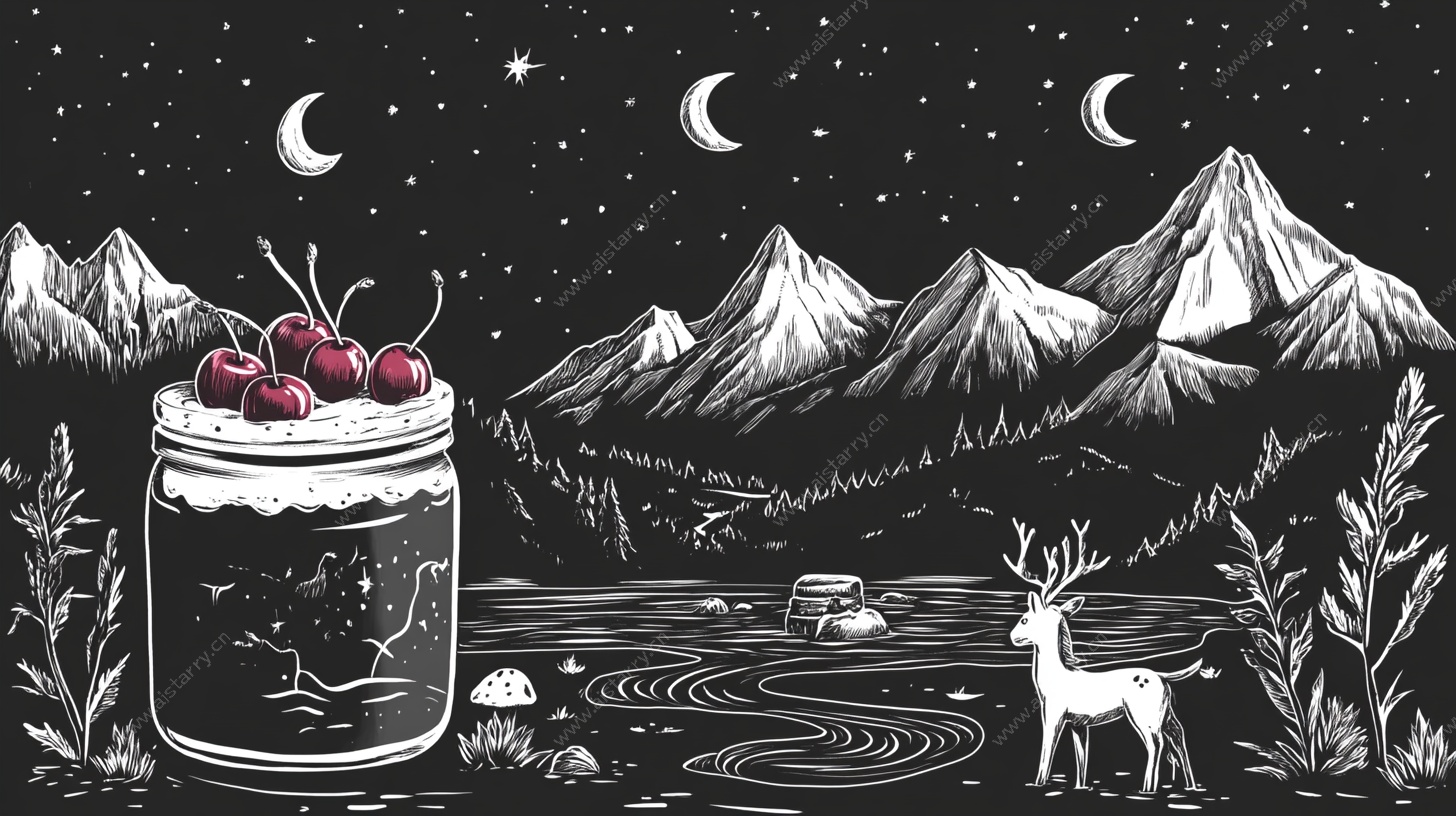 星空下的山野罐中樱桃奇景