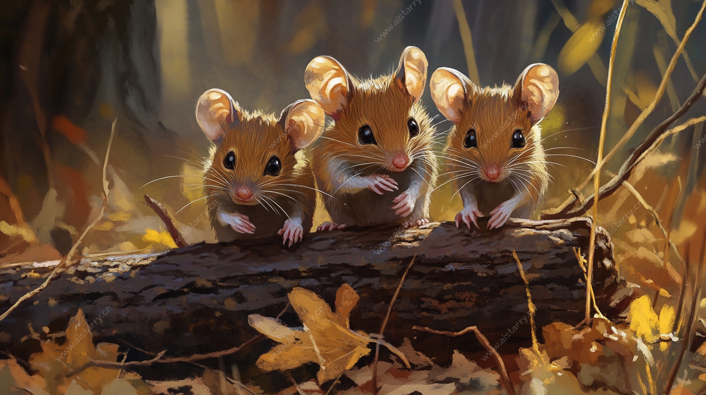 三只萌鼠的秋日林间奇遇