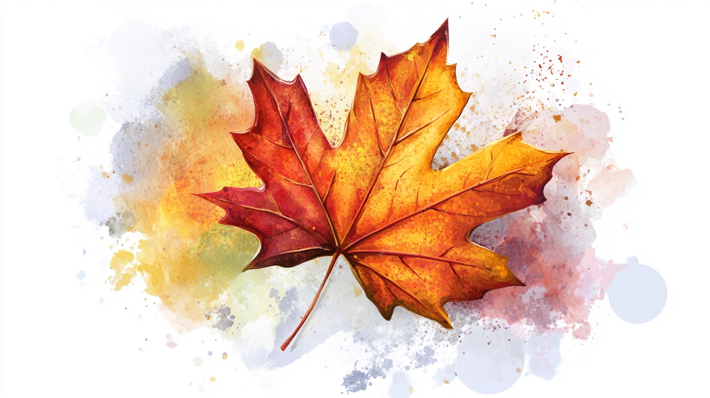 水彩绘秋枫叶