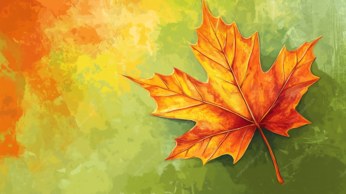 秋日枫叶水彩画